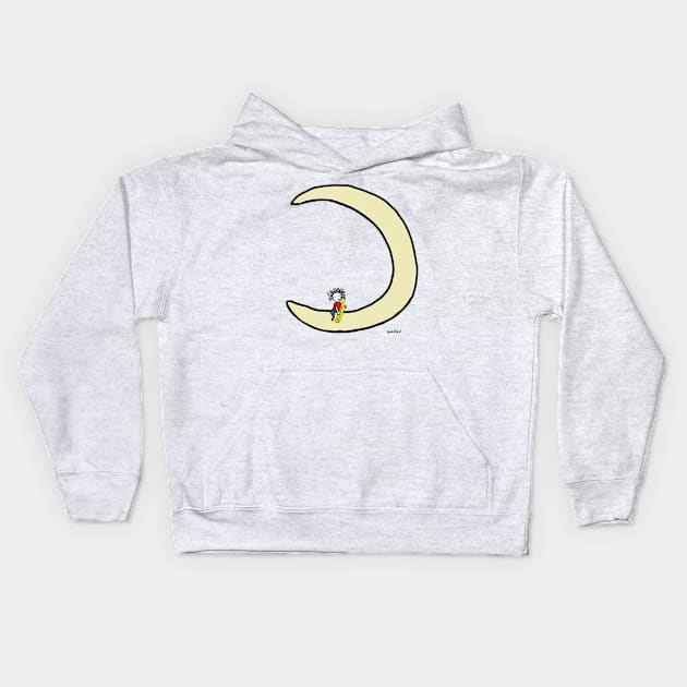 Moon and baritone sax Kids Hoodie by Guastevi